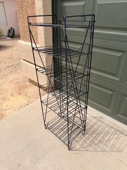 Black Metal Outdoor Plant Shelf (LxWxH: 18” x 13” x 54”)