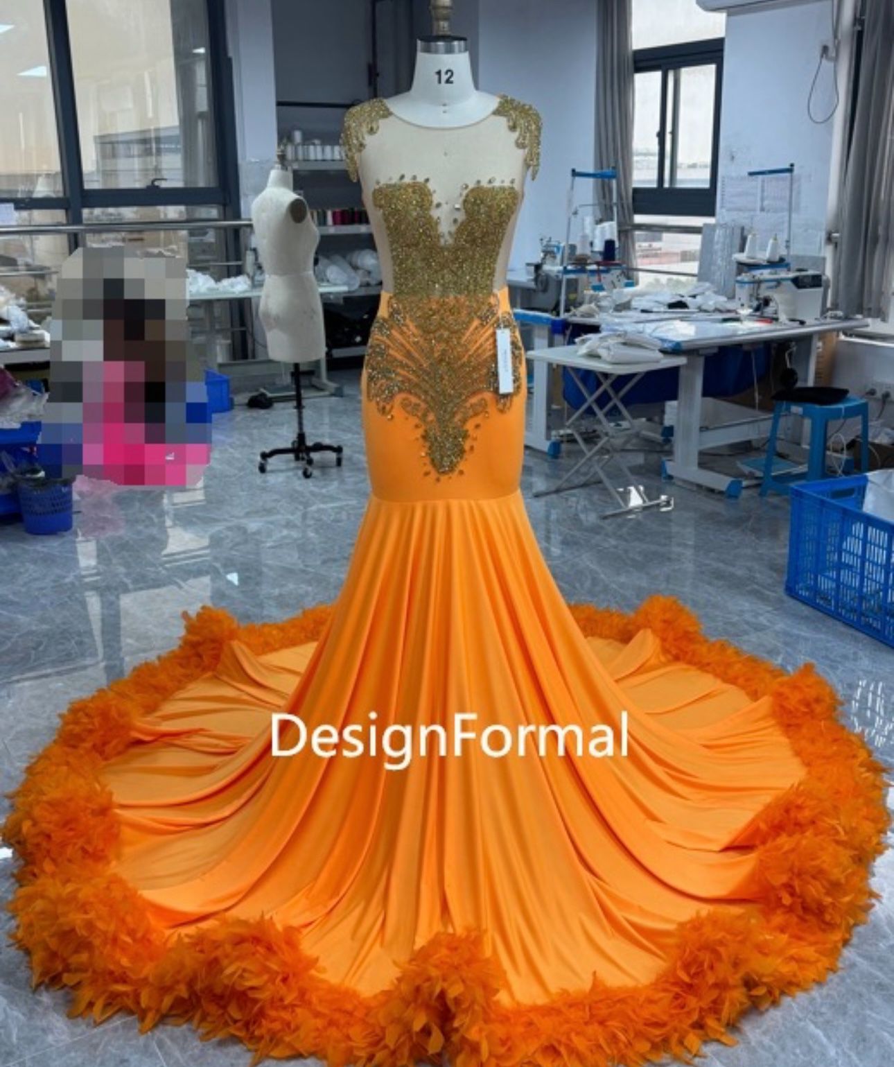 Orange prom dress  Size:M