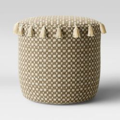 New Round Embroidered Pouf Ottoman Opalhouse
