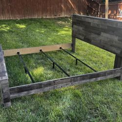 King Size Panel Bed Frame with Headboard/Footboard Gray