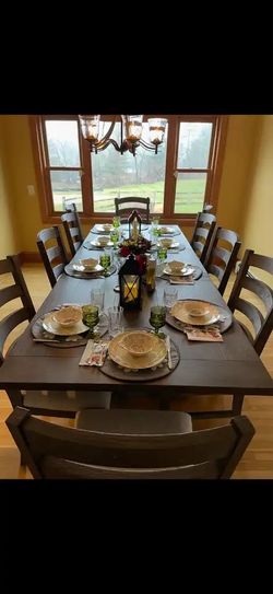 Dark Wood Dining Table with Chairs
