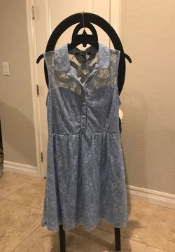 Forever 21 Light Blue Lace Dress Size L