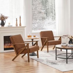 2 Accent Chairs- Light brown