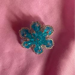 Adjustable Blue Beaded Ring