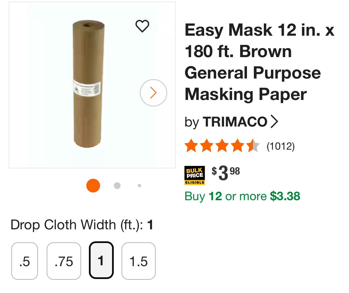 General Purpose Masking Paper (12” x 180 Feet)