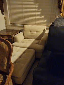 Beige Tufted Upholstered Armchair