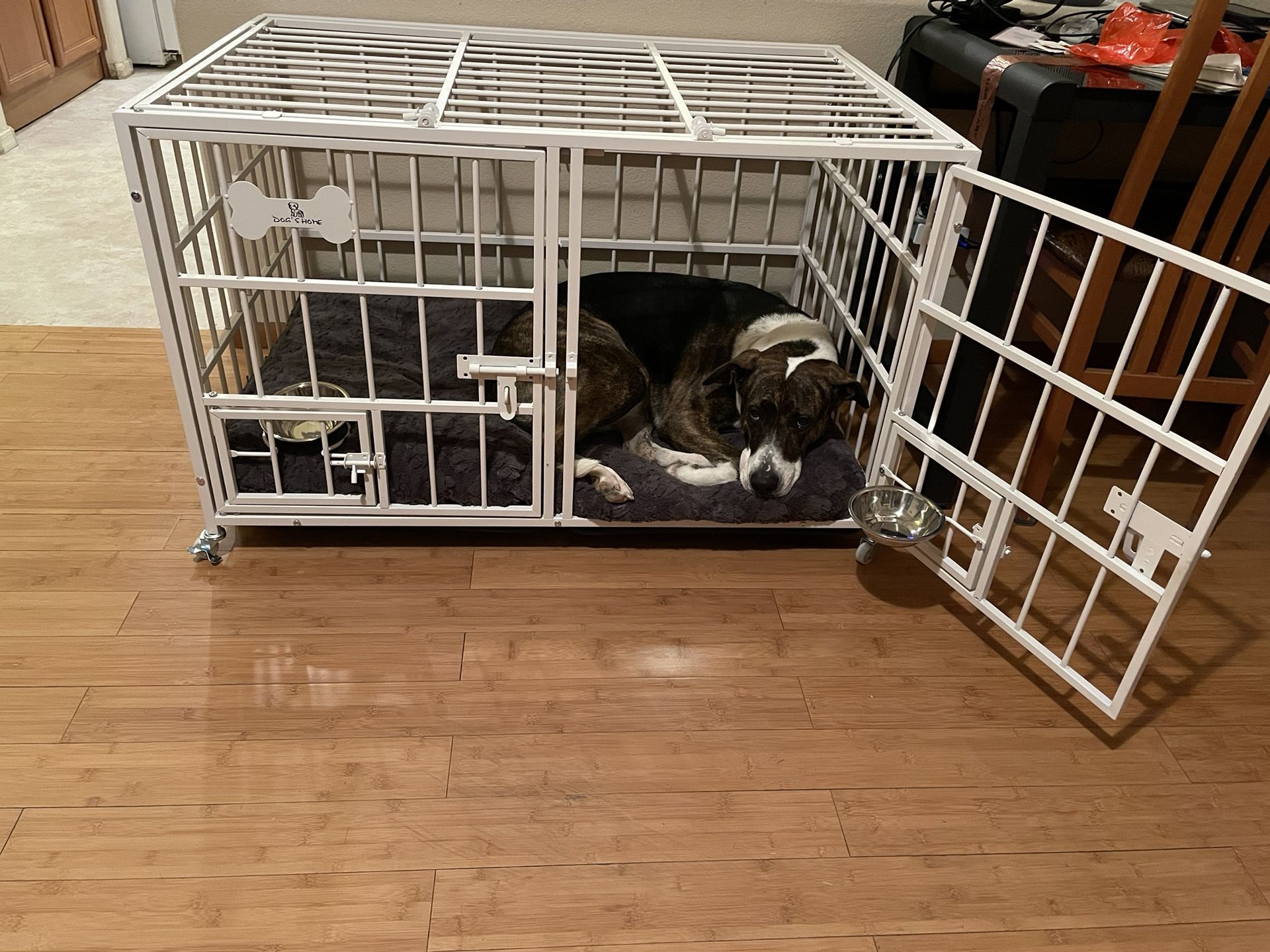 42 inch Heavy Duty Metal Dog Crate Cage with Divider for 2 Dogs