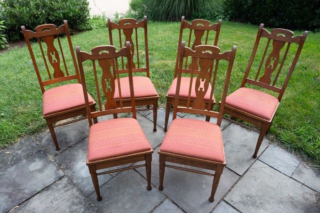 Solid Oak Dining Chairs- Set of 6