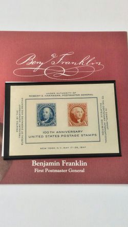 Benjamin Franklin "100th anniversary of the United States postage stamps"