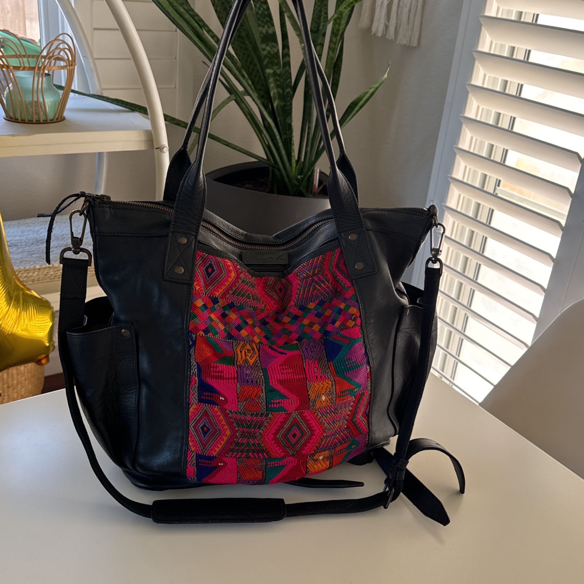 Black Leather Beautiful Nena & Co Purse Handbag Backpack