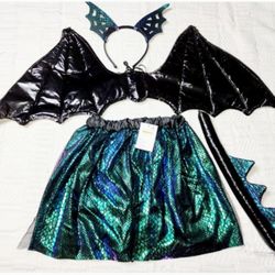 New  Set Dragon Tutu Skirt Halloween Costume Purple Green Black.