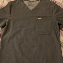L arge size, Scrub Suit,(top Only) Color Gray.  FIGS