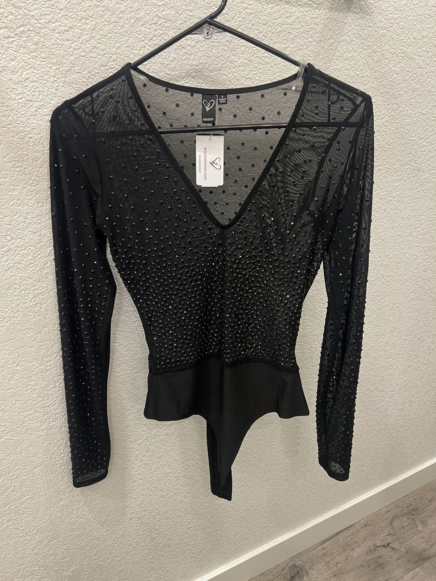 Black Bedazzled Bodysuit