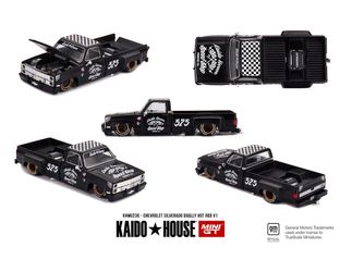 Kaido House x Mini GT 1:64 Chevrolet Silverado Dually Hot Rod V1 – Flat Black