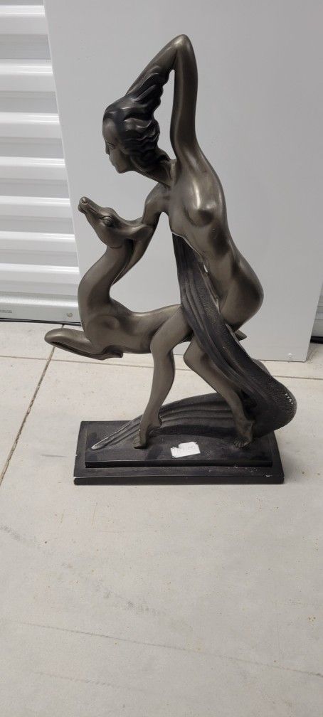 Sculpture- Woman And Deer