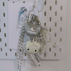 Handmade Maximalist Bag Charm Keychain Hello Kitty Inspired Mini Purse Pearl Bear 