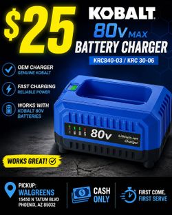 Battery Charger-Kobalt 80V Max Lithium Battery Charger KRC 30-06