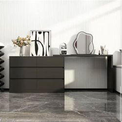 Black Vanity Desk and Dresser Set