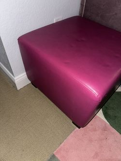 $99 For Two (2) Pink Leather Ottomans 