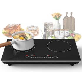Double Induction Cooktop,4000W 2 burner induction cooktop,110V Hot Plate Electric Burner Portable Induction cooktop 2 burner with LCD Touch Screen 9 L