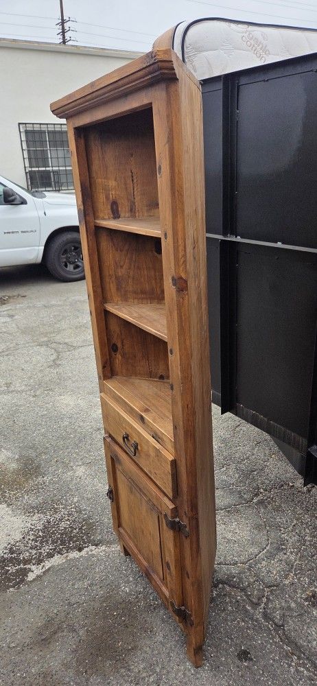 Beautiful All- Wood Corner Cabinet – Rustic Antique Look! (South El Monte)