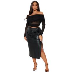 Size 1X Fashion Nova Faux Leather Midi Skirt