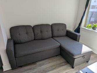 Compact Grey Sectional with Sleeper