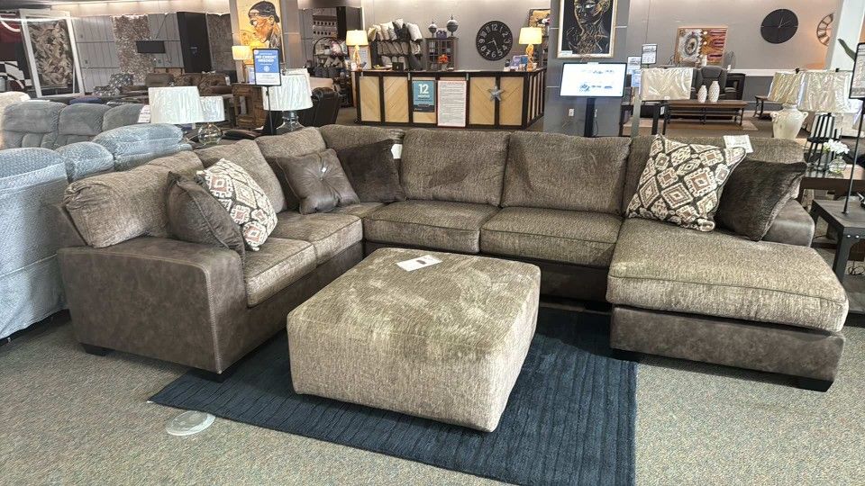 AP- Chocolate 3 Piece Sectional Couch With Chaise/ Fast Delivery - Financing 