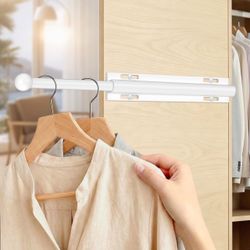 Luvenia Valet Rod,Adjustable Closet Rod 16in Heavy Duty Stainless Steel,Closet Rods For Hanging Clothes Retractable Slide Out Valet Rod For Closet Pul