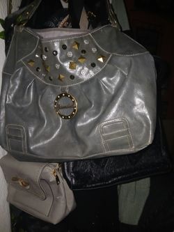 Purse and wallet lot Silver Studded Shoulder Bag with Gold Hardware