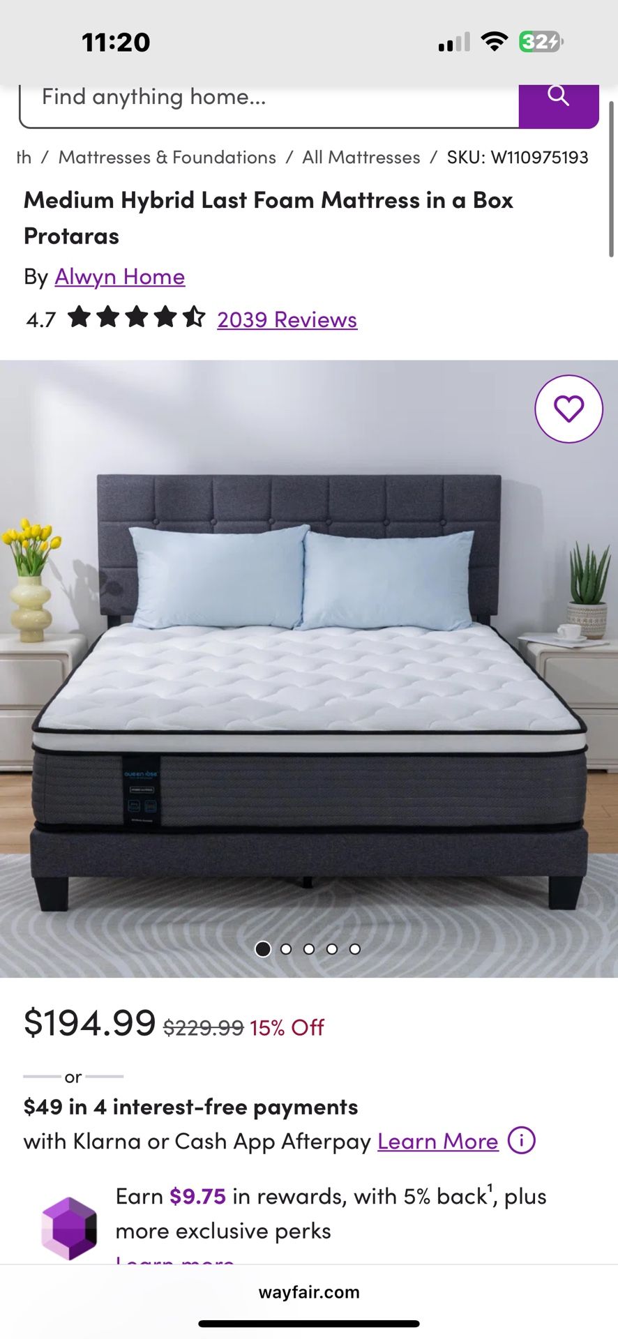 King Bed frame And Mattress 