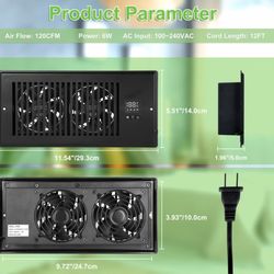 10" Register Booster Fan with Thermostat, High Velocity Vent - New