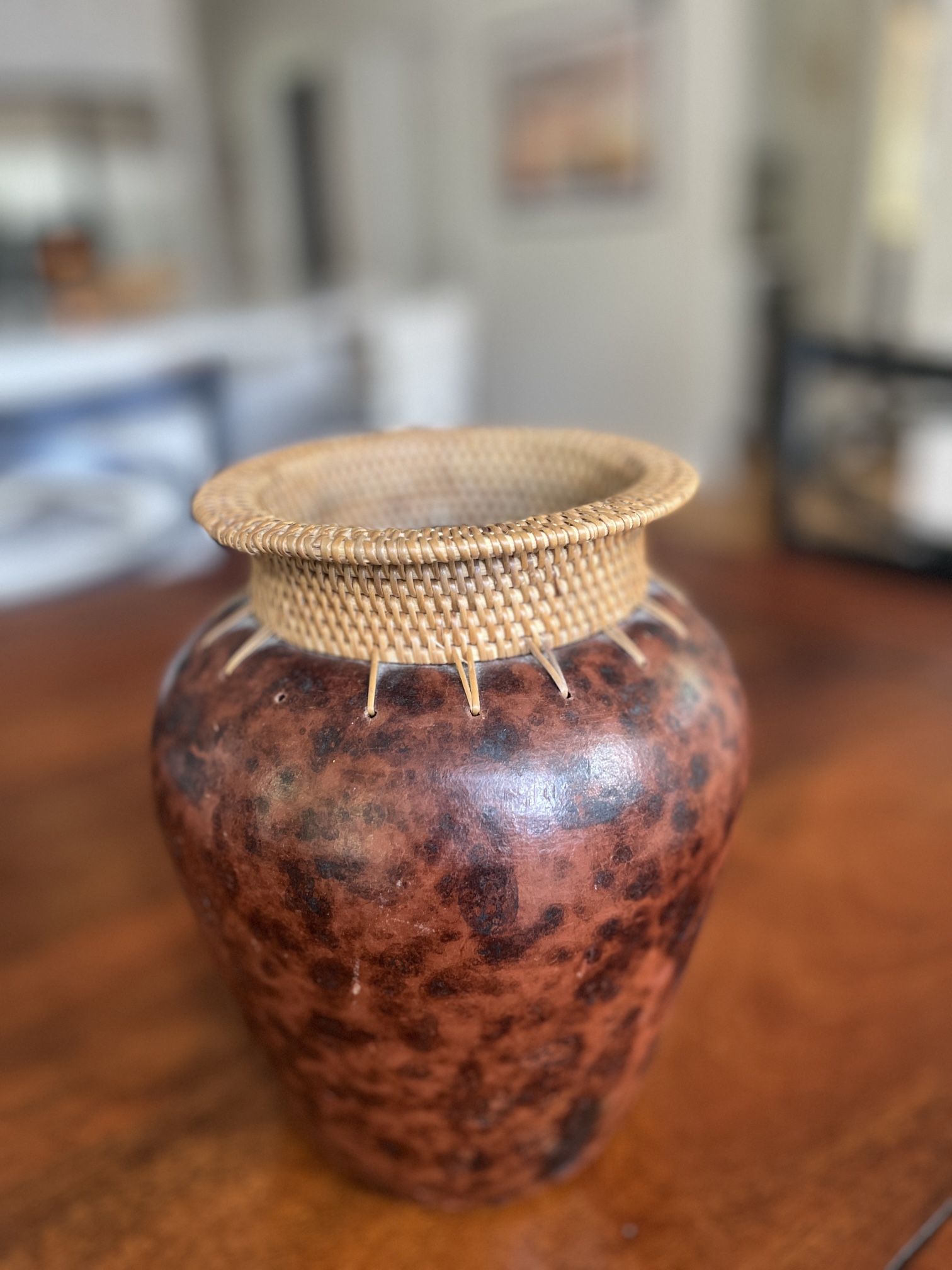 Wood and Rattan Vase