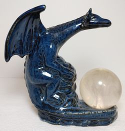 Ceramic Dragon w/Magic Smoky Orb (approx 7.5" X 7.5" X 3")
