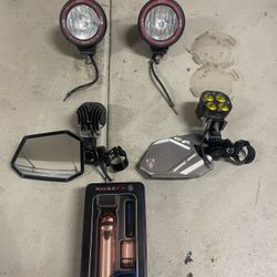 Chupacabra Mirrors W Amber Pods , (2) HID Very Bright Clear Pods , BABYLISSPRO Fx One Trimmer All Work And Perfect Condition 