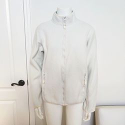 Prospirit Zip-Up Fleece-like White & Blue Jacket Small