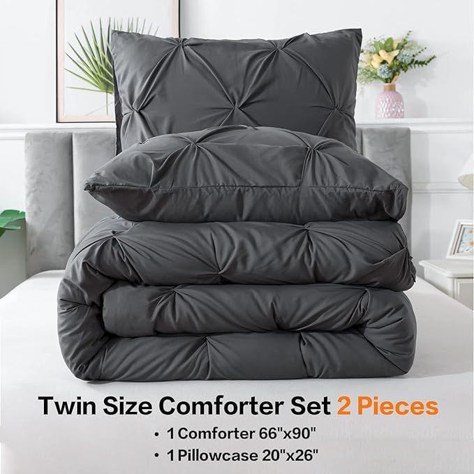 Twin size comforter 2 pieces set, light weight, gray color. New 