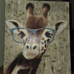 Giraffe Funny Glasses Wall Art