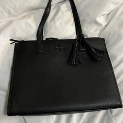 Tory Burch Thea Black Pebble Leather Tote