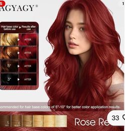 Rose Red Permanent Hair Dye Cream Moisture Rich Color Kit 7.05 oz