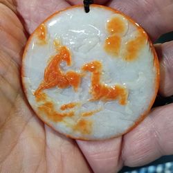 Exquisite Jade Pendant With Horses Floricking In The Wild. 