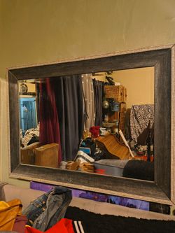 4 Large Wall Mirrors with Gray Wood Frame