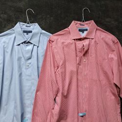 Two 16.5x34-35 Tommy Hilfiger Dress Shirts