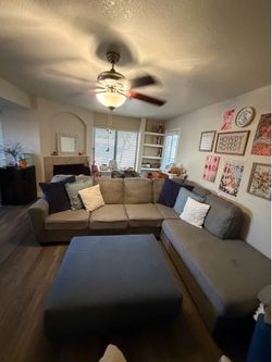 Altari Gray 2-Piece Sectional Couch + Bonus Ottoman