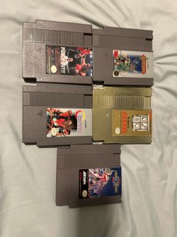 5 vintage NES Nintendo games- Contra, Zelda, Tysons Punch Out, Castlevania