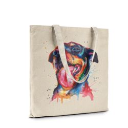 Color Splash Rottweiler Canvas Tote Bag, Special Collection