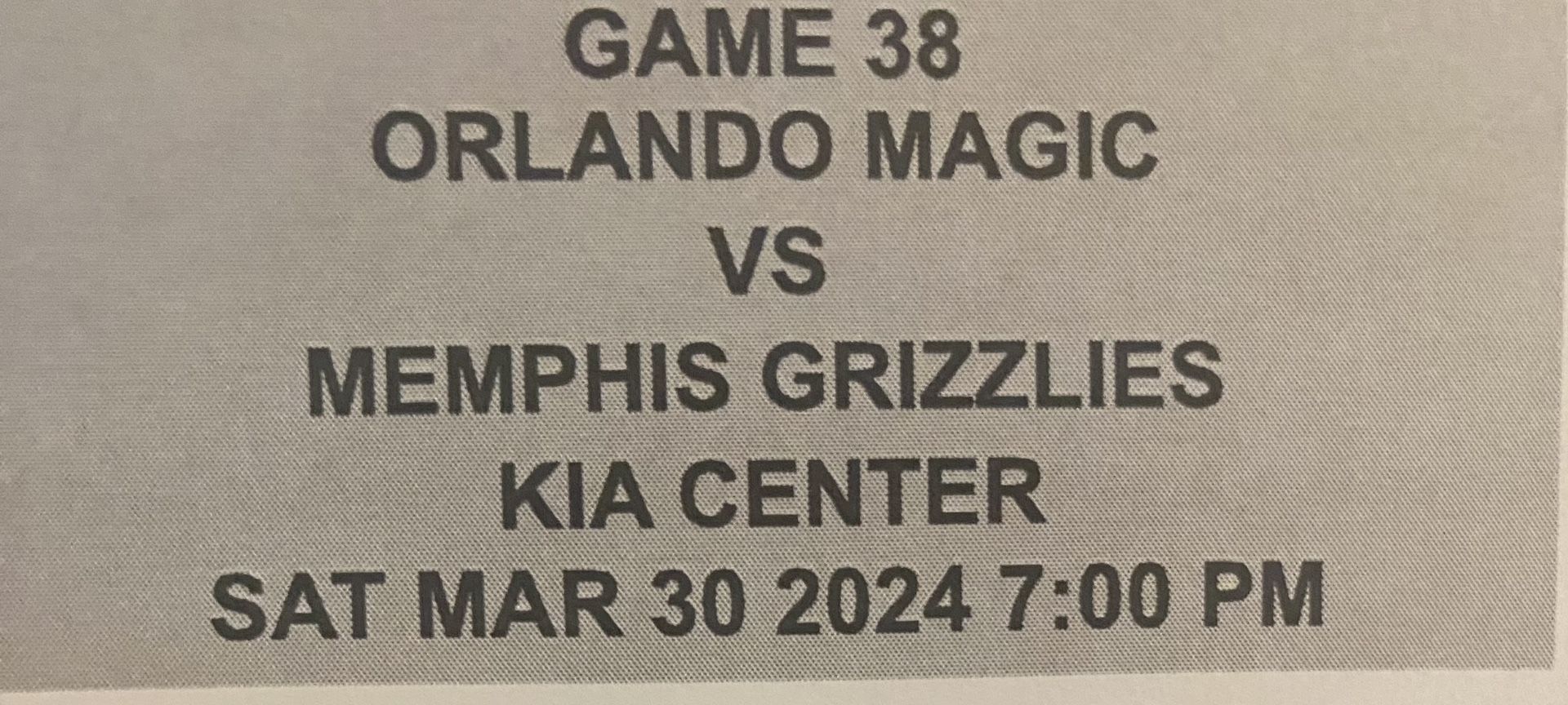 2- ULTIMATE ORLANDO vs. GRIZZLIES Tickets 