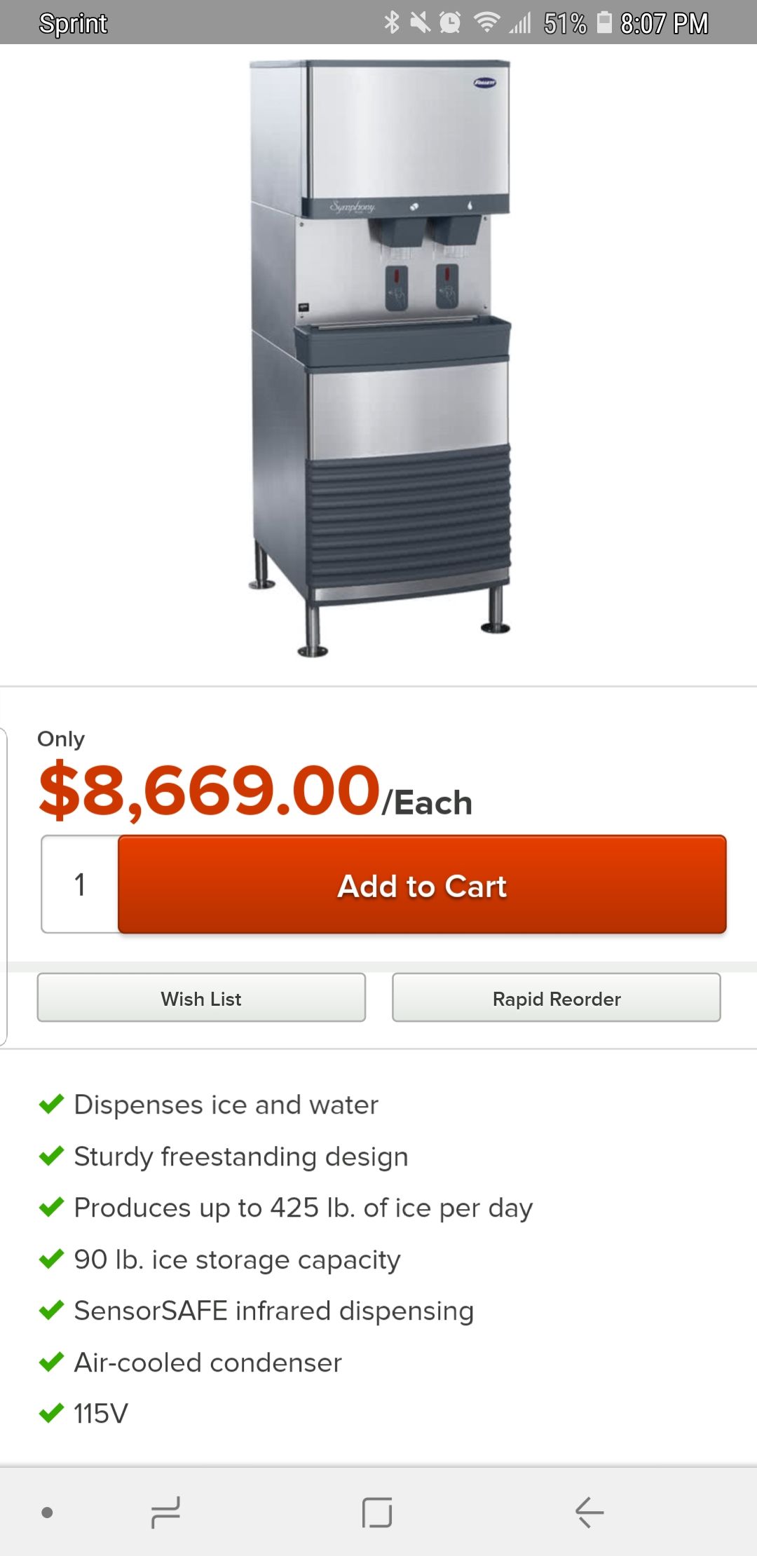 Follett 110FB425AS 110 FB Series Freestanding Air Cooled Ice Maker and