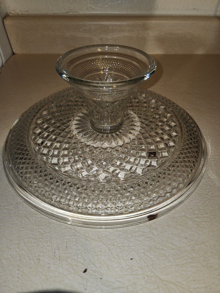 ANCHOR HOCKING  GLASS WEXFORD CAKE STAND & PUNCH BOWL