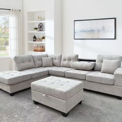 Sectional Sofa with Pillows 